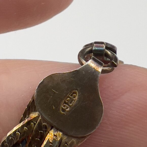 Vintage Italian Sterling SIlver Herringbone Woven Chain Necklace 18" - Picture 8 of 9